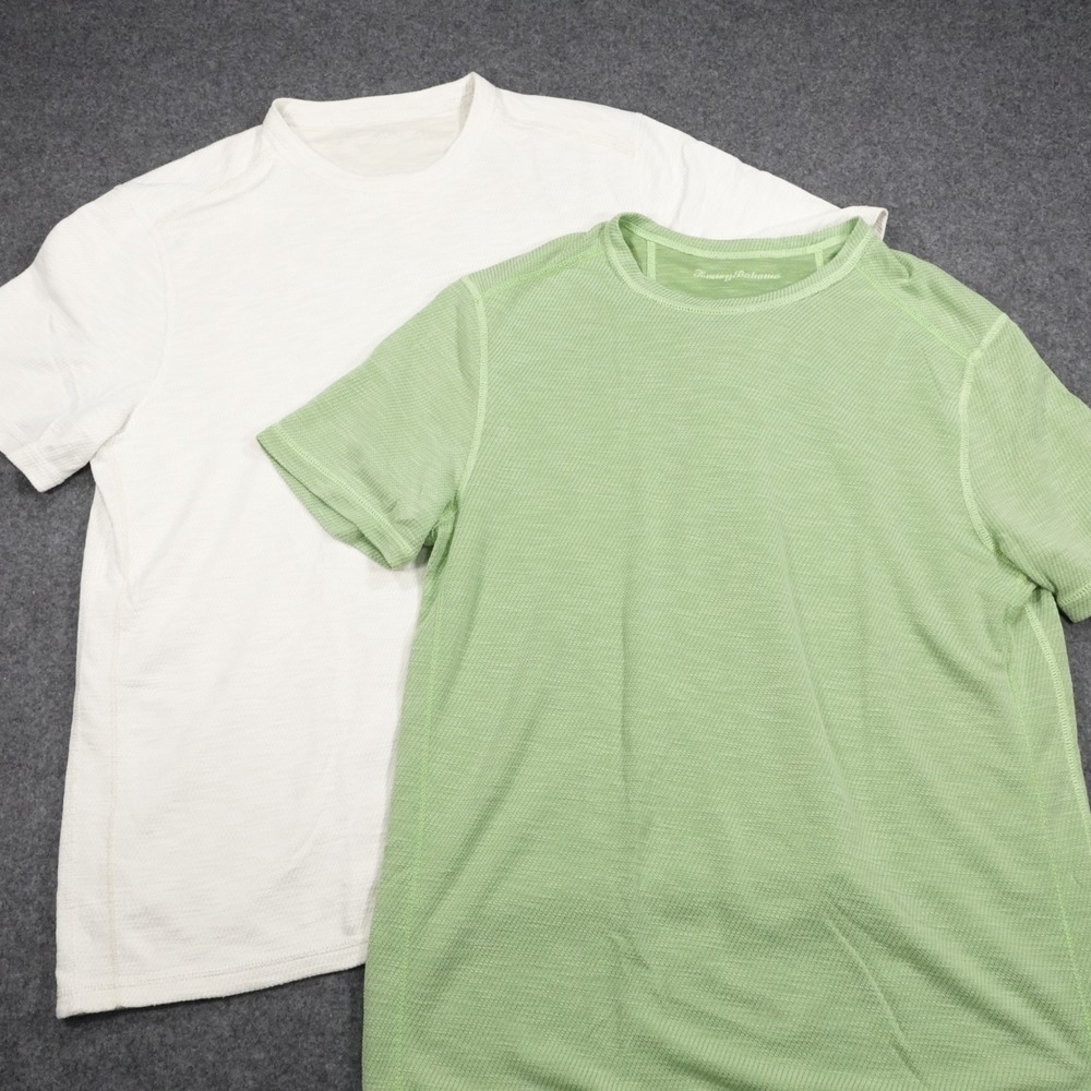 Tommy Bahama Mens Short Sleeve T-Shirt Bundle Green White Textured Size Medium